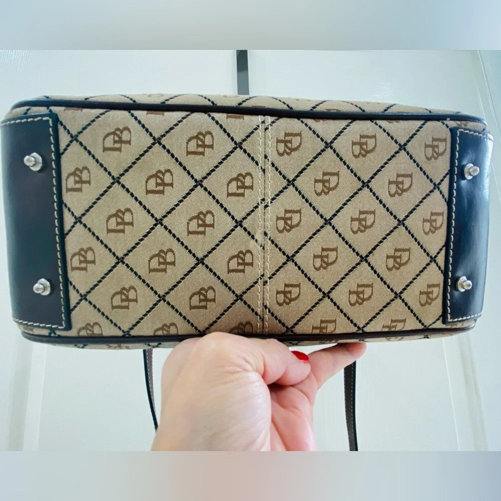 Designer-Style Beige and Dark Brown Monogram Shoulder Bag